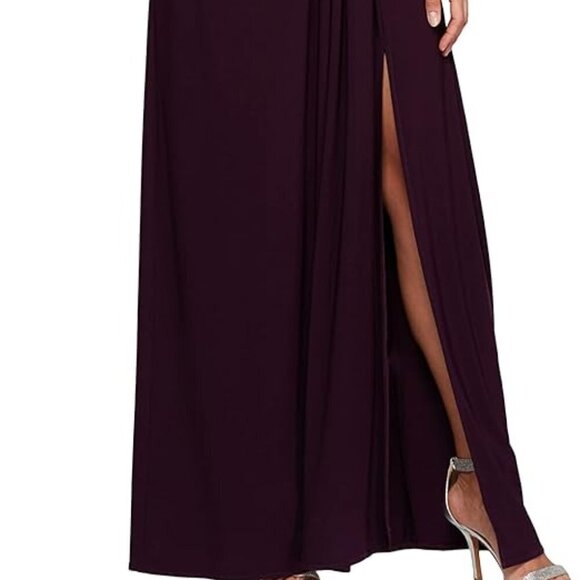 Alex Evenings A-Line Matte Jersey Dress with Pleated Bodice Detail Eggplant - Picture 5 of 8